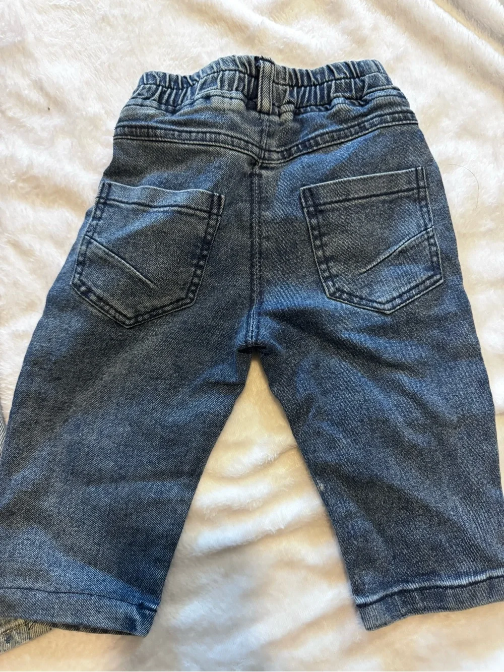Kids Distressed Denim Jogger Pants - Dark Blue and Light Blue